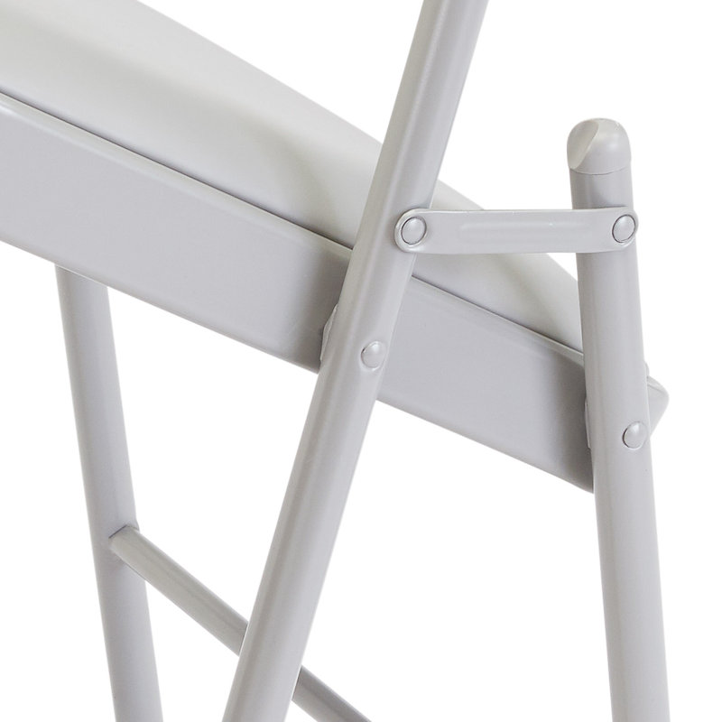 Gray Vinyl Padded Armless Metal Folding Chair Set of 4