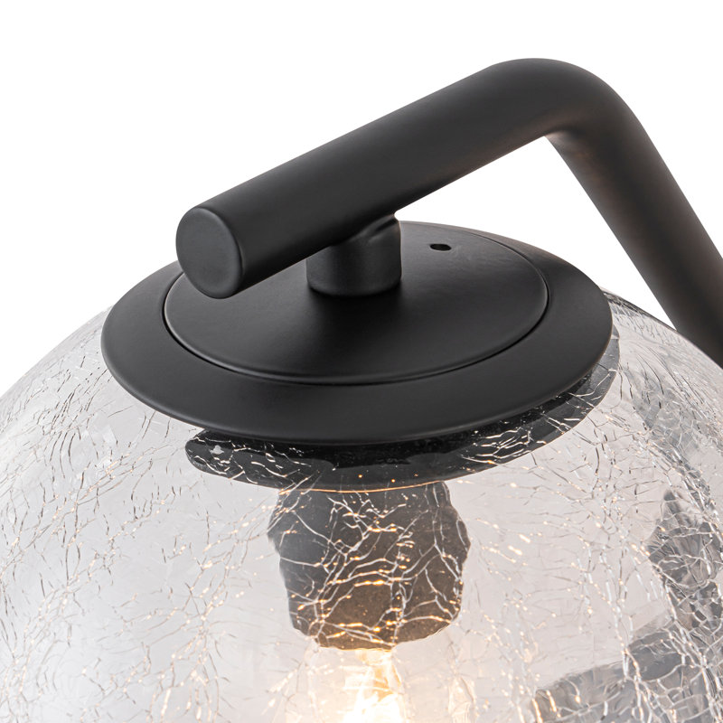 Modern Matte Black Wall Sconce with Crackle Glass Globe Shade, 1-Light E12 Ceramic Socket, ETL UL Listed, Reversible Mounting, 11.8" Height for Bathroom Bedroom Hallway