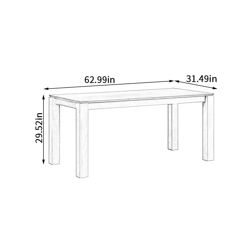 Grande table Minimalist, H 29,52 po x L 62,99 po x l 31,49 po