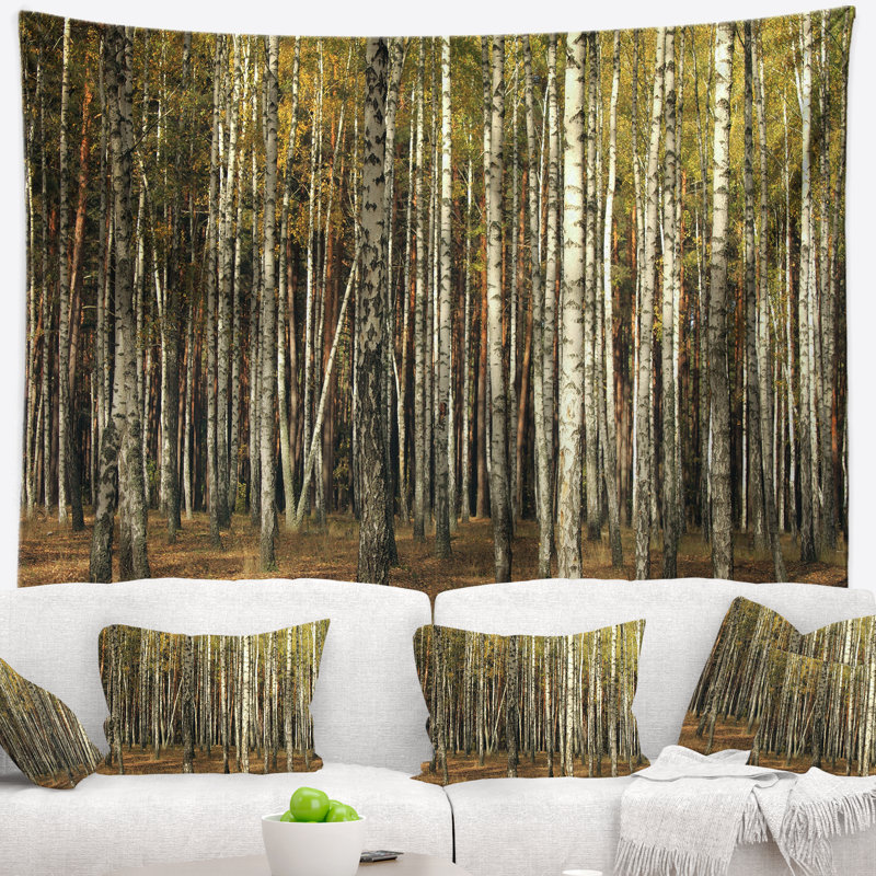 Tapisserie «Green Fall Forest» avec arbres épais, H 32 po x l 39 po