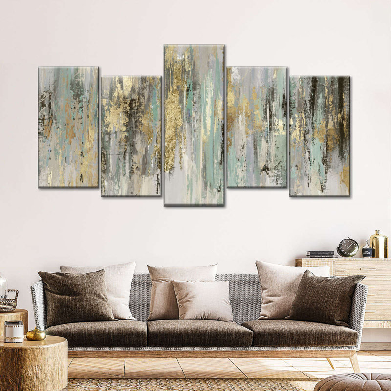 «Dripping Gold», reproduction d'art sur toile, H 24 po x l 49 po x P 1,25 po
