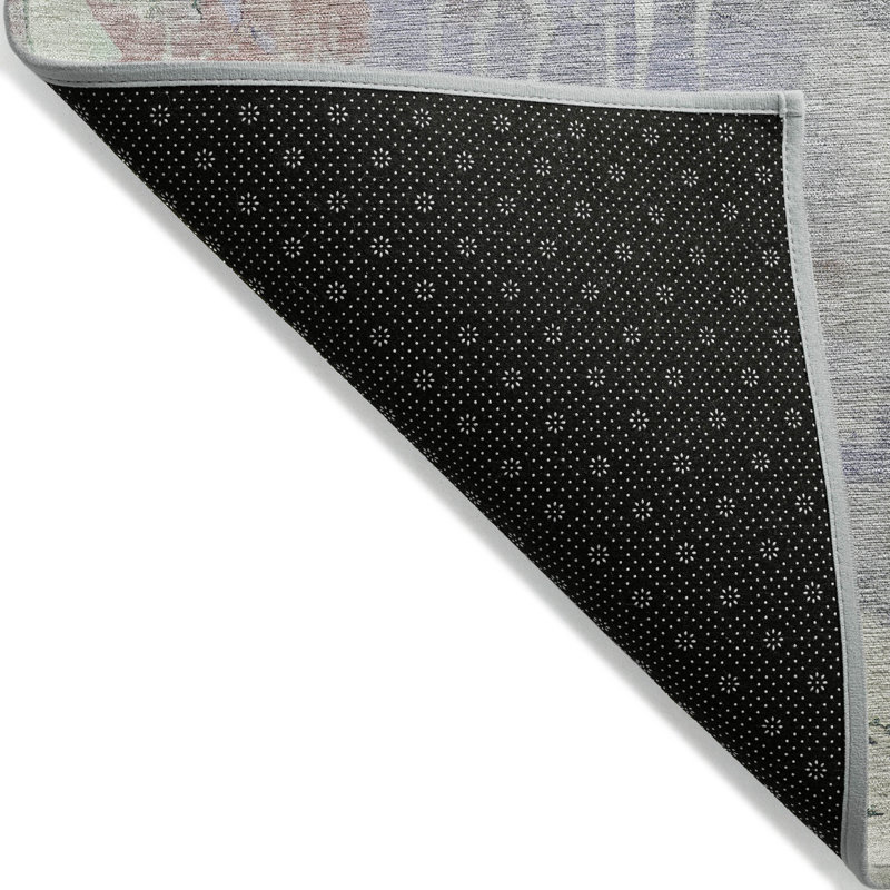 Purple Flat Woven Synthetic Rectangular Washable Rug 20" x 30"