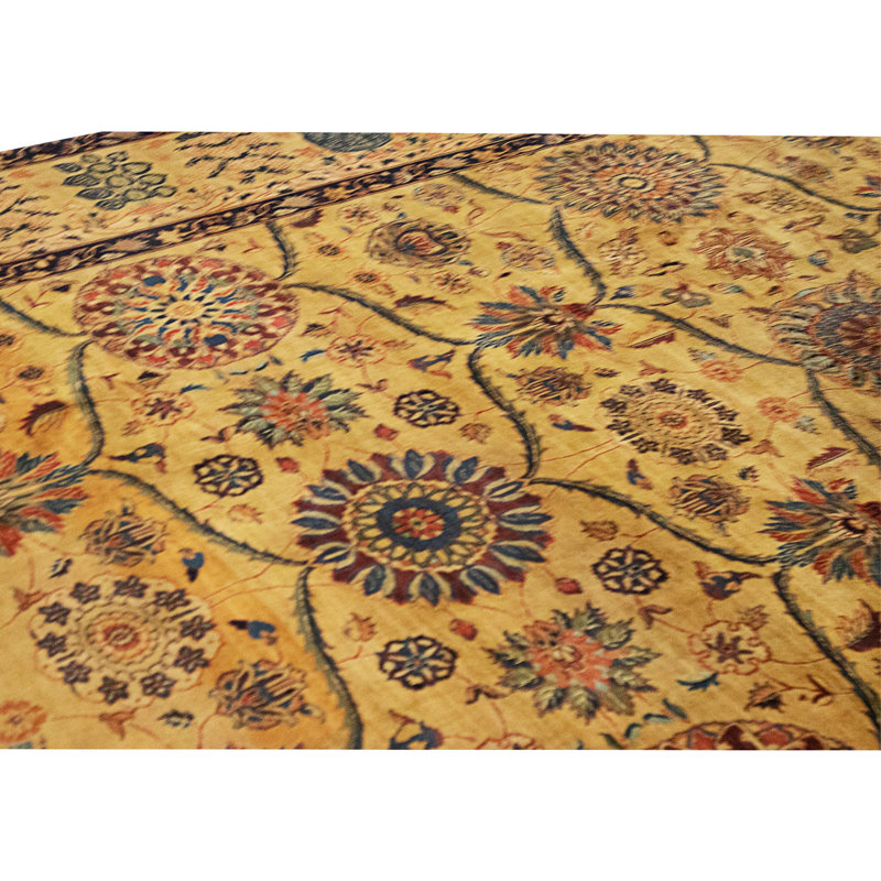 Tapis doré et doré de haute qualité noué à la main