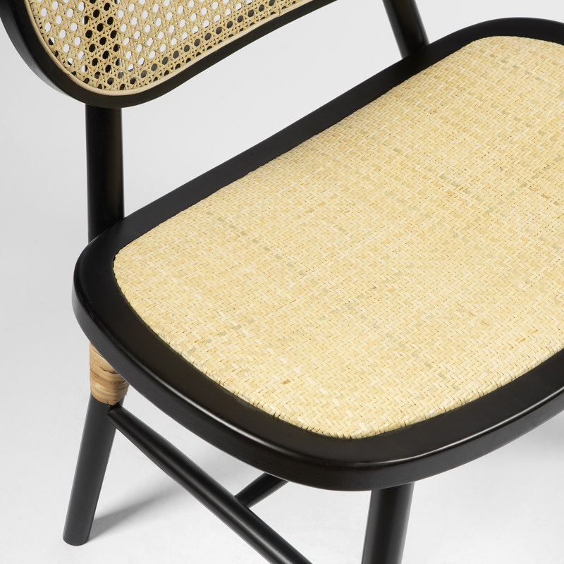 Chaise d'appoint en bois massif Millsap, Noir