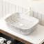 Lavabo de salle de bain en céramique 48 cm (19 po) avec motif marbre blanc, sans meuble, gris pierre, de haute qualité, résistant aux taches, pour une utilisation durable, profondeur 51,4 cm (20,26 po), largeur 40 cm (15,71 po), motif 14,3 cm (5,62 po), sans marque, style simple et caractéristique