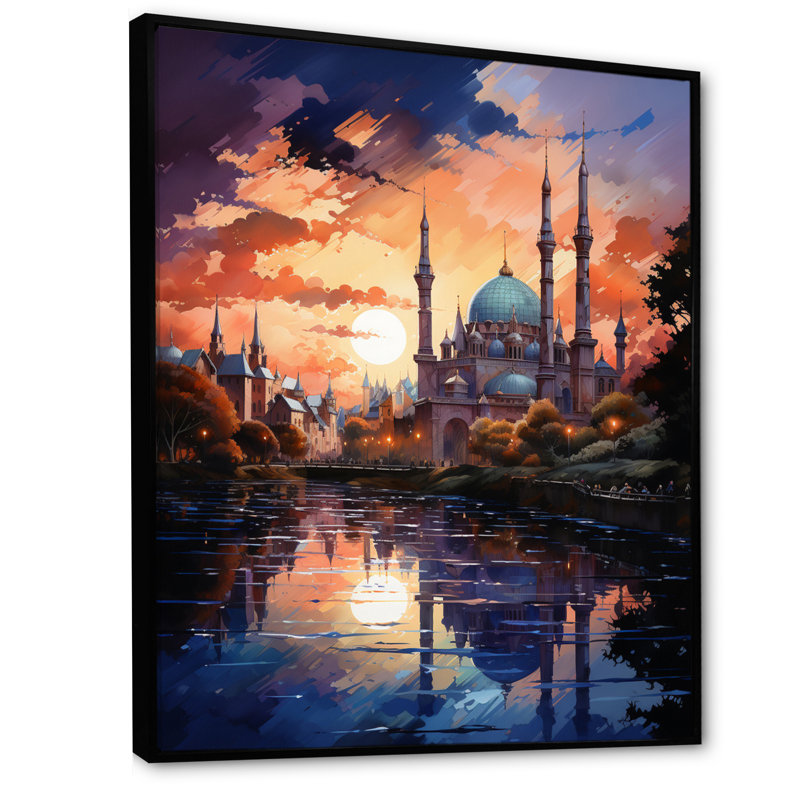 Mosquée Leoba, art de l'Islam - impression, H 40 po x l 30 po x P 1,5 po, Cadre flottant noir
