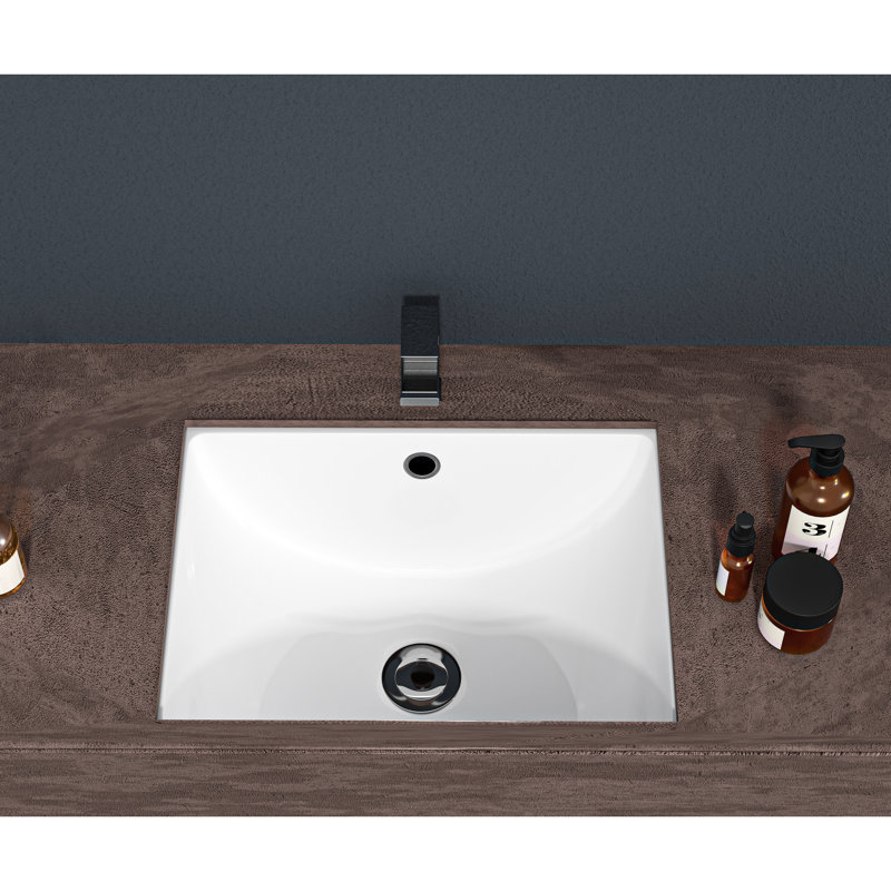 Ceramic Undermount Bathroom Sink With Overflow - 18.5"X13.5" White, Modern Elegant Design, Stain For Home & Business White Rectangular 18.5"X13.5", Style, Various Locations