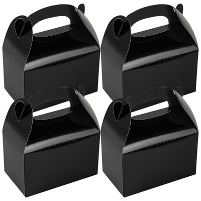Restaurantware Black Kraft Gable Boxes 100 Count 6 x 3.5 x 3.5 Inches Paper Greaseproof Party Favor Boxes Small Gift Boxes With Handles Disposable Black