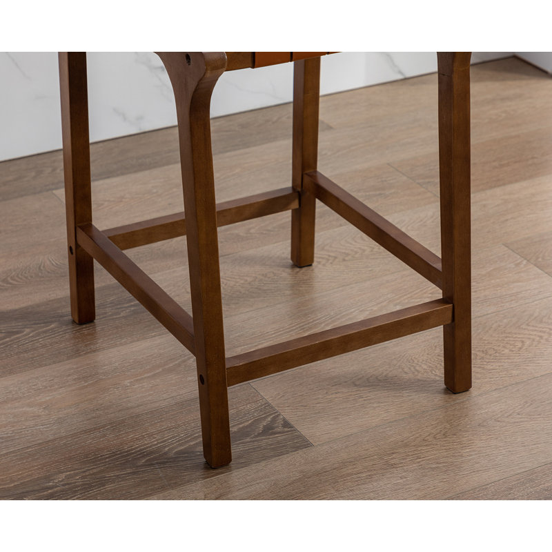 Tabouret de bar et de comptoir en bois massif Pangita, Cadre brun / noyer, Tabouret de comptoir (hauteur du siège de 23,5 po