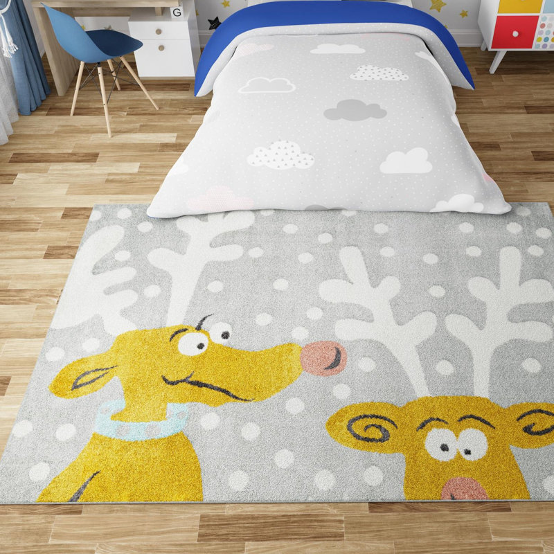 Tapis pour enfant Unique Loom Reindeers Whimsy, Rectangle 4 pi 1 po x 6 pi 1 po