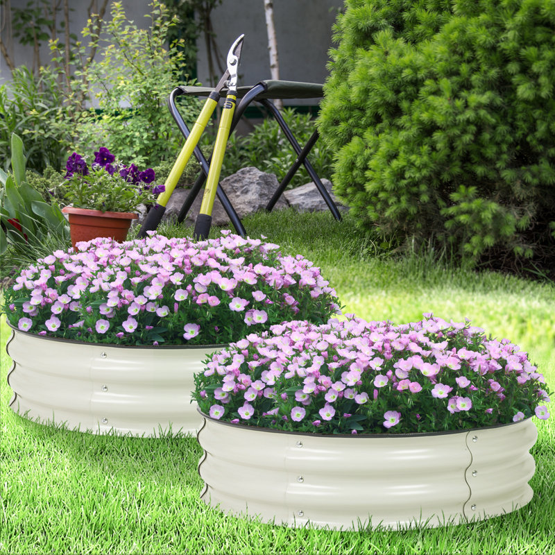 Lit de jardin surélevé en métal 30 po x 9 po Neriya, Beige