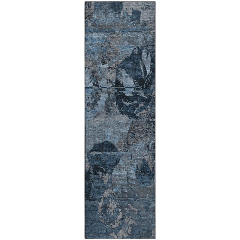 Premium Machine Washable Cerrito AMF555 Denim Rug, Runner 2'3" x 7'6"
