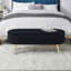 Banc de rangement repose-pieds ovale en flanelle avec pieds en métal - noir (43,5 po x 16 po x 16 po)-134096992