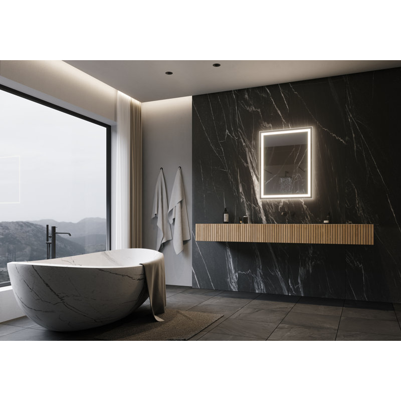 Medium Frameless Rectangular LED Bathroom Vanity Mirror