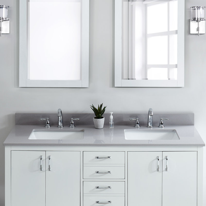Plateau de meuble-lavabo double 61 po, Gris montagne