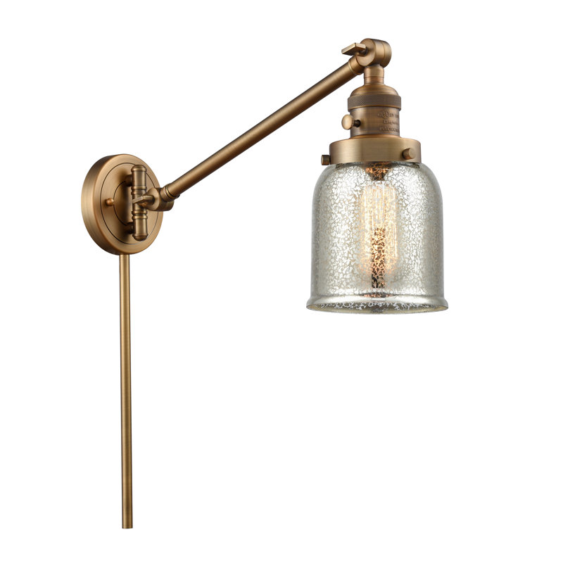 Bras pivotant à 1 lumière réglable à intensité variable Lavallée, Ampoule DEL rétro de 3,5 watts, Noir mat, Argent mercuré