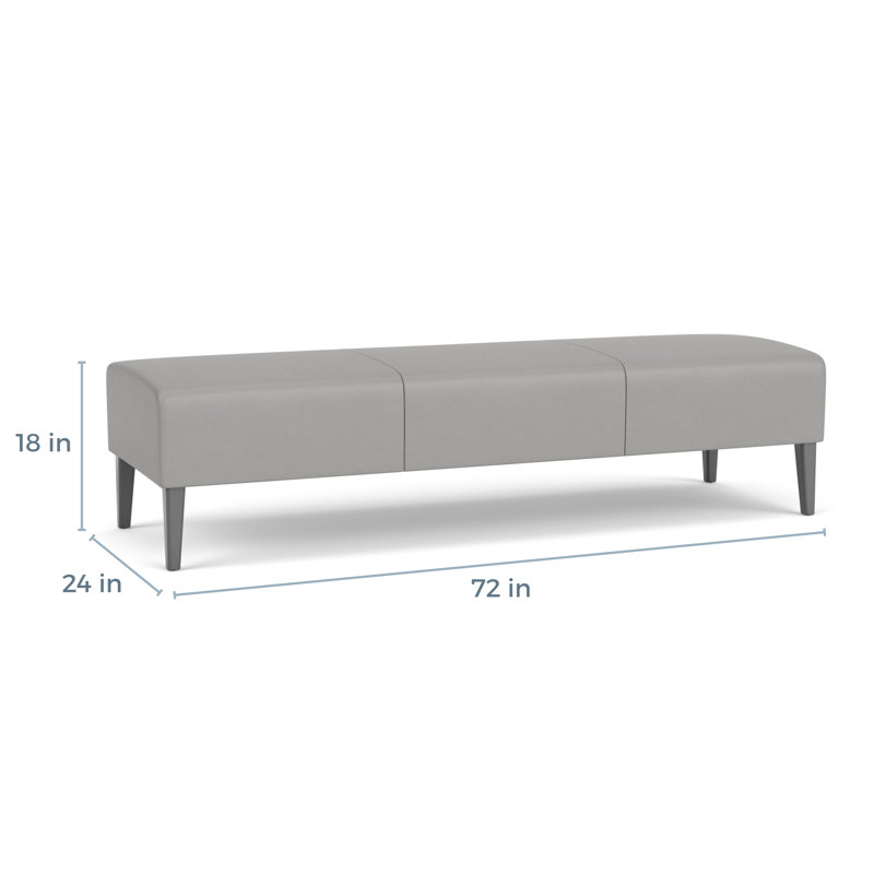 Luxe Lounge Reception 3 Seat Bench, Modena Ink, Walnut Wood