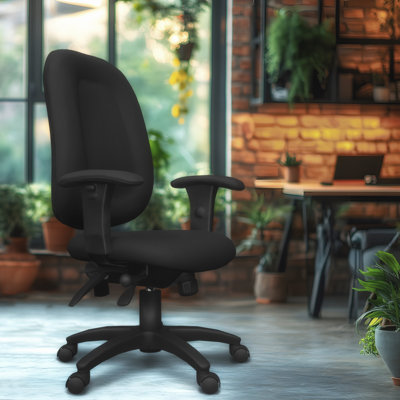 Chaise de bureau multifonctionnelle à haut dossier avec accoudoirs réglables Regency Comfort Series - Noir