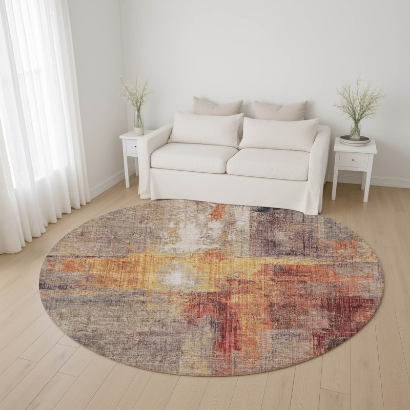 Premium Machine Washable Bucz AMF1759 Modern Rug, Round 8'