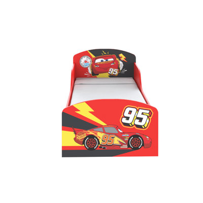 Disney Cars Lightning Mcqueen Toddler Bed: Sturdy Engineered Wood Construction, Guarded Sides, Wooden Slats, Fits 140cm x 70cm Mattress (Mattress not included)