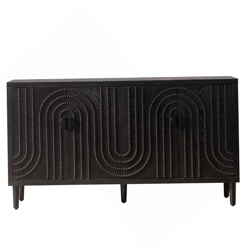 Armoire de rangement moderne 4 portes en bois noir