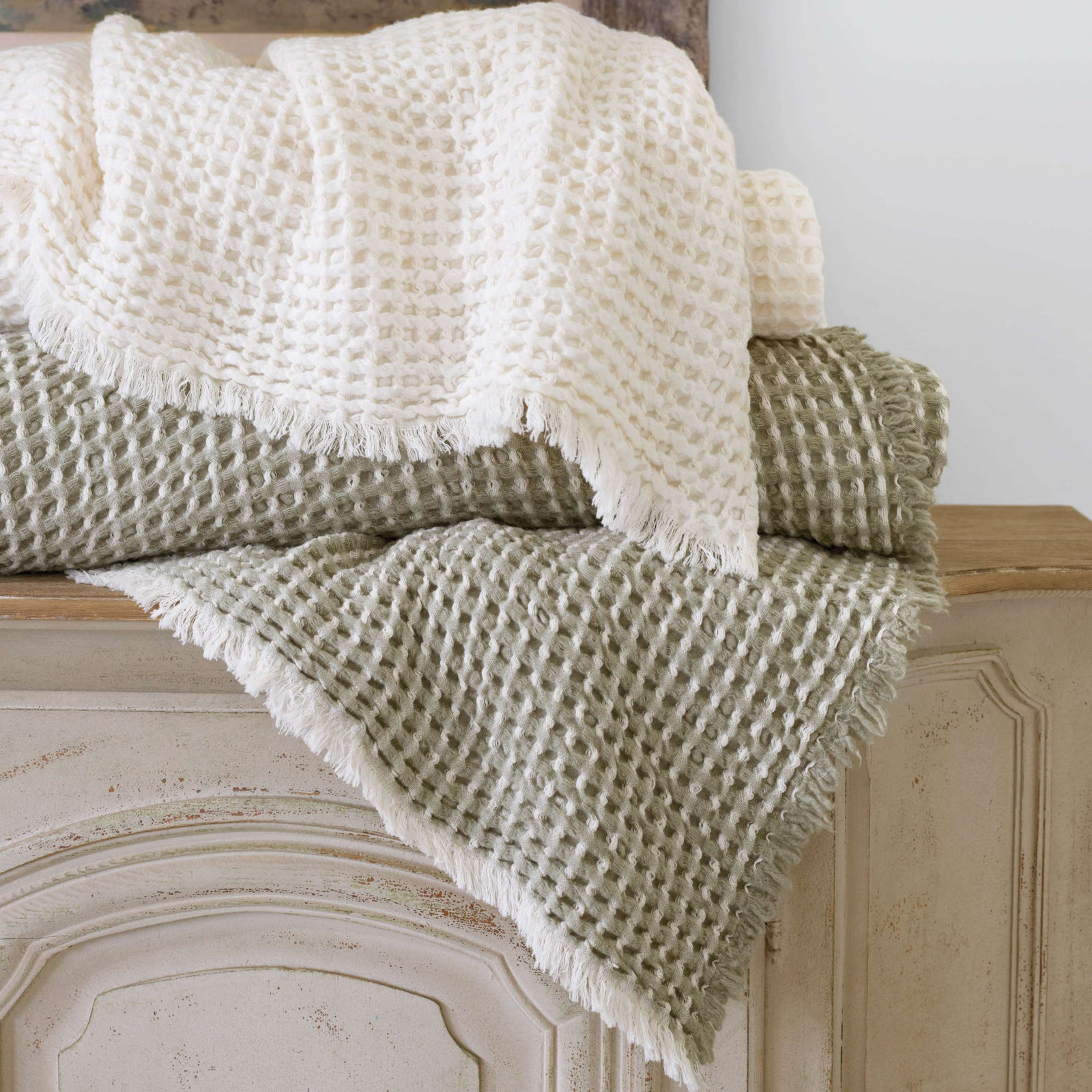 Dorothy Wool Throw Blanket, Full/Queen Blanket, Sage