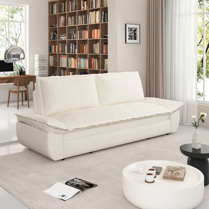 73.2"Wide Queen Pull Out Sofa Bed 3-in-1 Convertible Multi-Functional Couch with 2 Soft Pillows and Stylish Loveseat