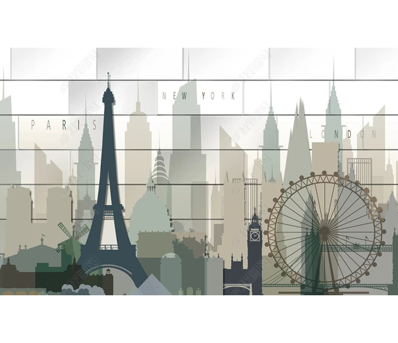 Papier peint Chicago Tour Eiffel Paris Landscape, l 204 po x L 114 po