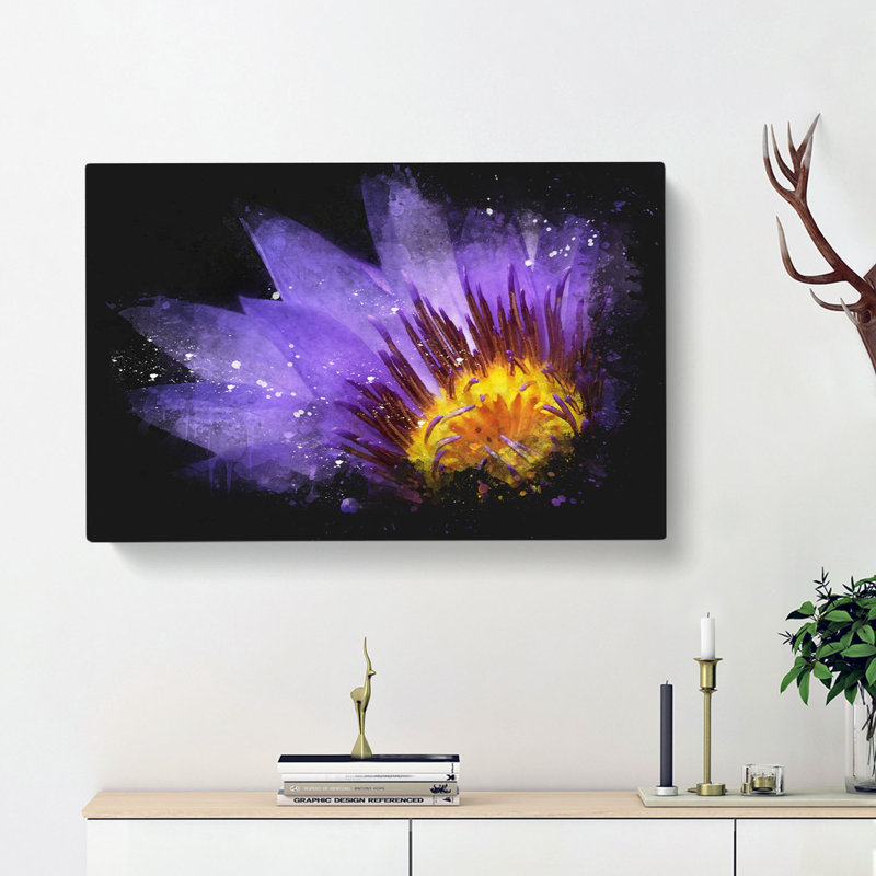Purple Water Lily - Wrapped Canvas Painting, 40cm H x 60cm W x 3cm D