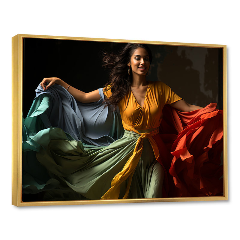 Femme cubaine Dance Elegance I, Cadre flottant doré, 30" H x 40" W
