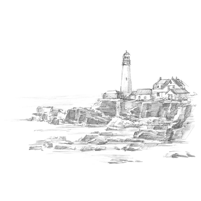 Lighthouse Sketch II by Ethan Harper - Wrapped Canvas Print, 61cm H x 91cm W
