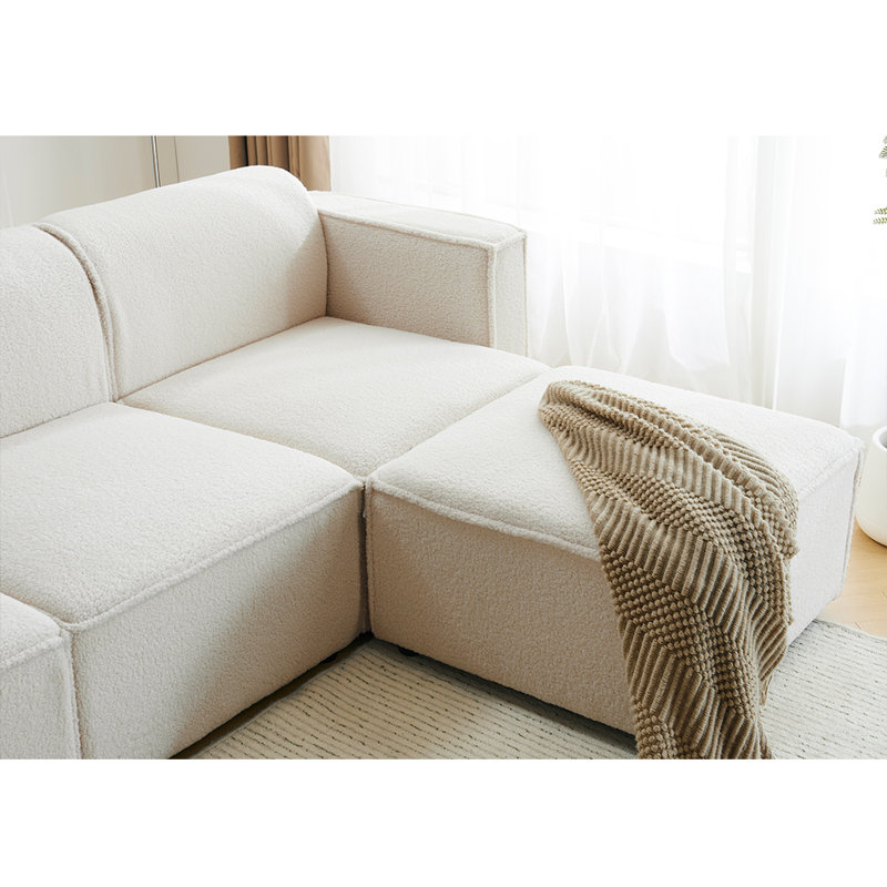 Ahmiah 4 Seater Fabric Sofa, Cream