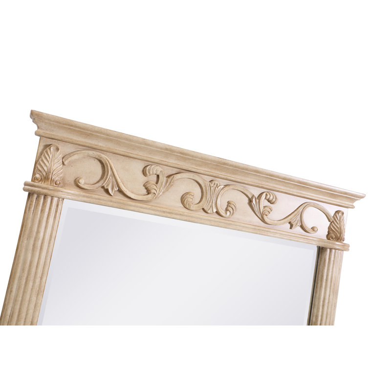 Aurillac Traditional Beveled Bathroom/Vanity Mirror, 38" H x 32" W, Tan