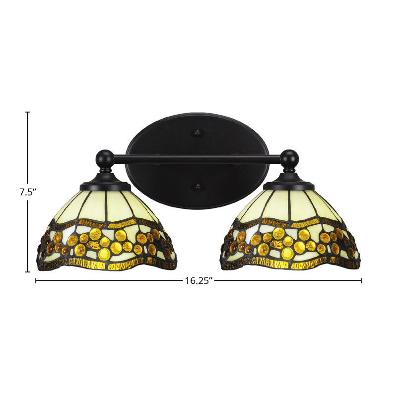 Barre d'éclairage de salle de bain Eddis, fini noir mat avec verre 7 pi, 2
