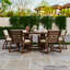 Ensemble de salle à manger 7 pièces avec table ronde, chaises rembourrées et trou pour parasol-801448906