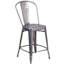 Lincoln 24" Industrial Style Bar Stool, Clear Coat - Set of 4 - Modern Metal Counter Height