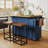 Farmhouse Kitchen Island with Drop Leaf and 2 Seatings, Kitchen Table Set with Storage Cabinet, Drawers, Door Shelves and Power Outlet-1260002075
