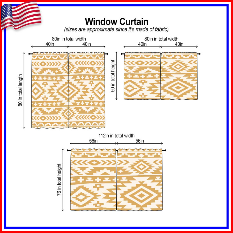 Rideaux occultant et rideaux aztèque Southwestern, 40in x 61in - 2 panels, Sheer