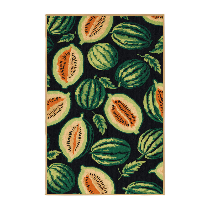  Tapis lavable aux fruits melon Galia, Rectangulaire 2 pi x 3 pi