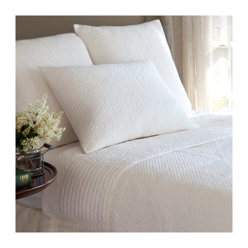 Grace Egg White Cotton Quilt, Queen Quilt, White
