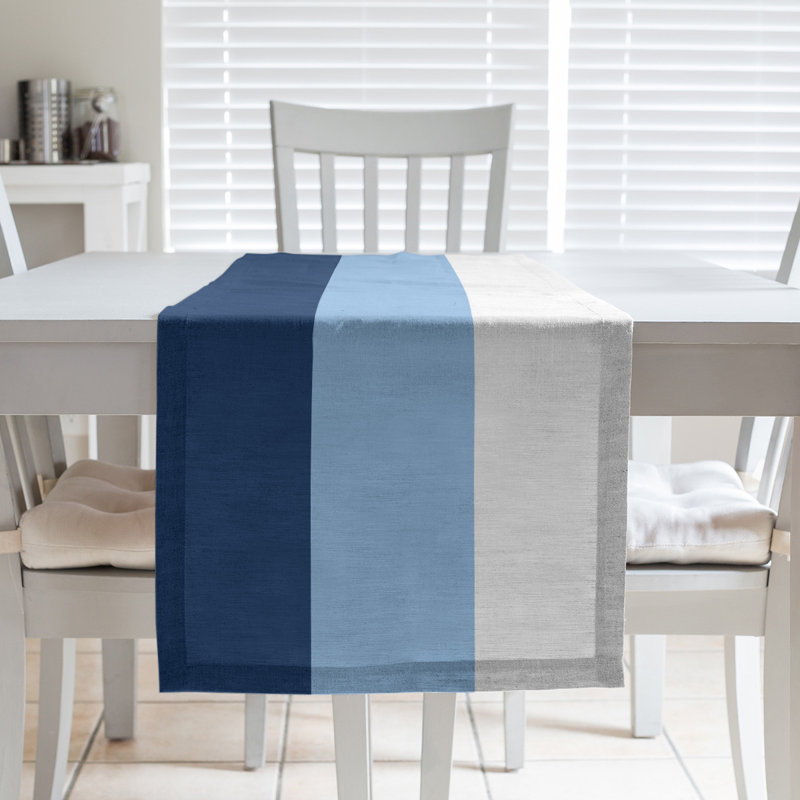 Chemin de table, Tampa Bay, 90 po x 16 po, Bleu marine / bleu clair / blanc
