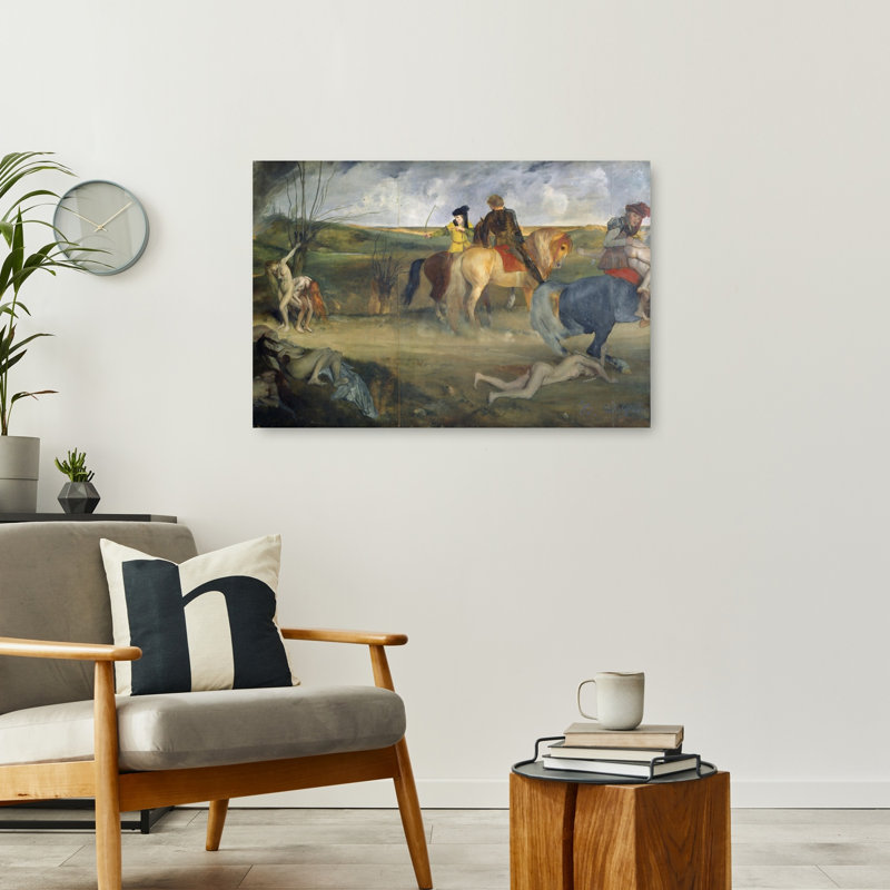 Scene Of War In The Middle Ages, C.1865 Abstract Contemporary Horse Wall Art Print by Edgar Degas - Wrapped Canvas Print