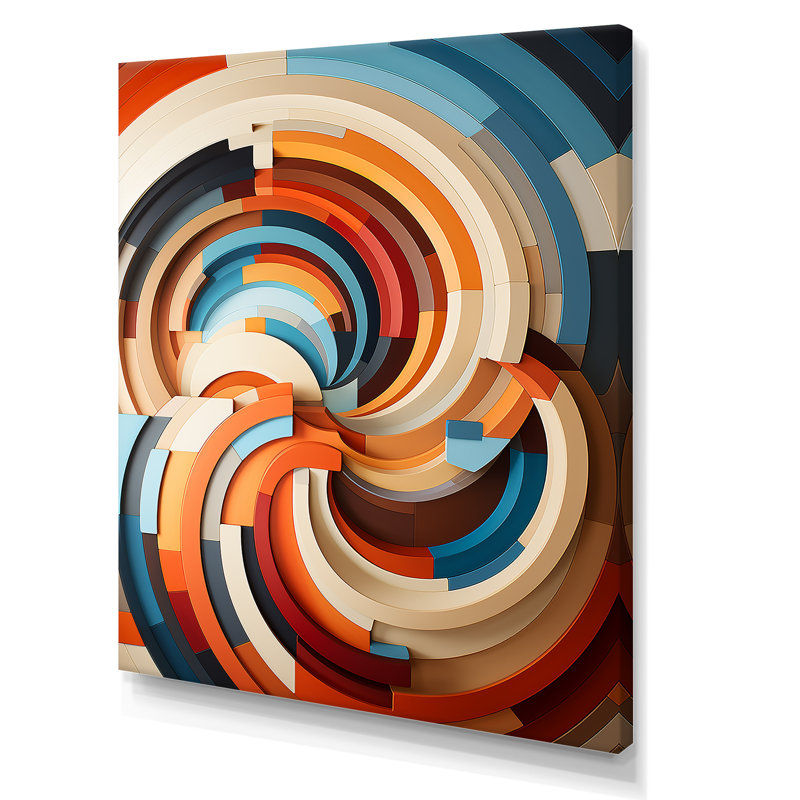 «Echoing Ellipse Beige», art mural géométrique, H 20 po x l 12 po x P 1 po, Toile tendue