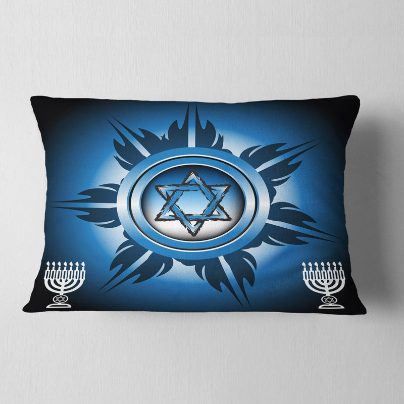Jewish Symbols - Abstract Printed Throw Pillow, 12" x 20", Rectangular