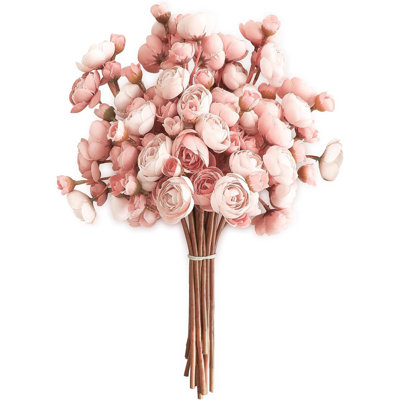Ranunculus fleurs artificielles 18 pièces Dusty Rose Faux soie Mini Ranunculus vrac fleurs de remplissage de mariage pour les bouquets de bricolage Centres de table décorations et arrangements de douche nuptiale