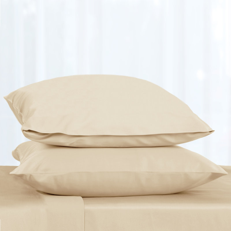  Sunflower 100% Cotton Weave Pillowcase Envelope Clousure Pillowcases Set, Butter Cream, King Pillowcase