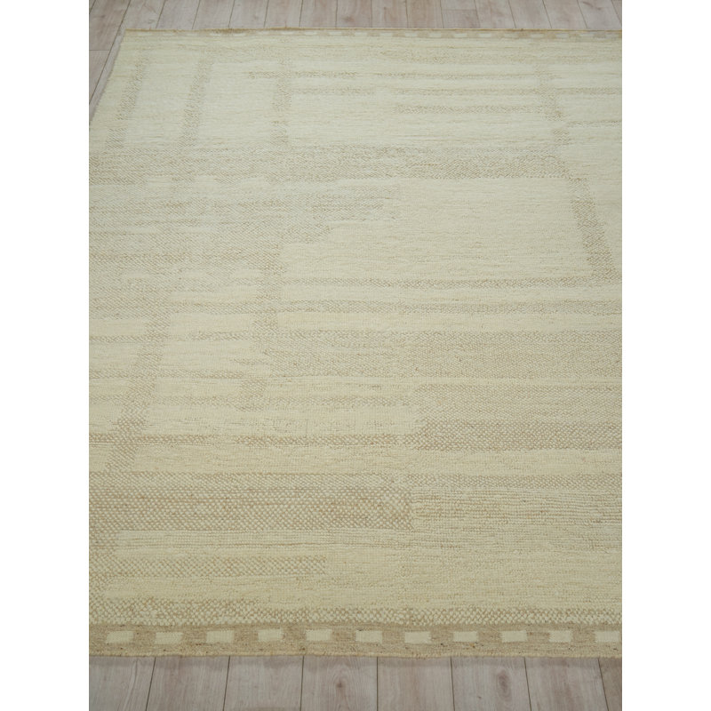 Alba Hand Knotted New Zealand Wool Sand/Ivory Area Rug, 10'X14'