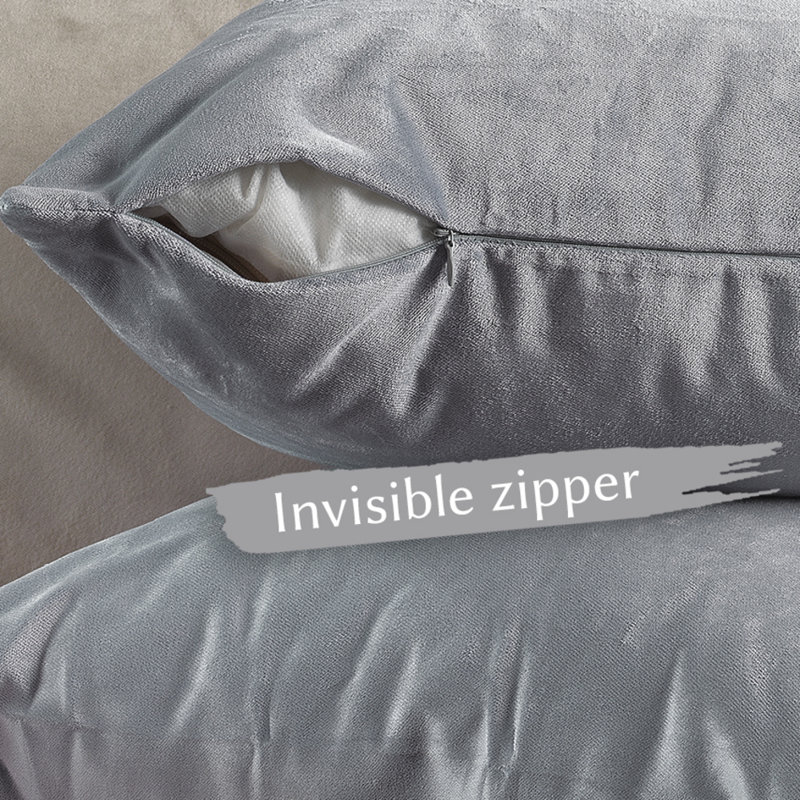 Matte Velvet Pillow Cover, 22" x 22", 66 Silver
