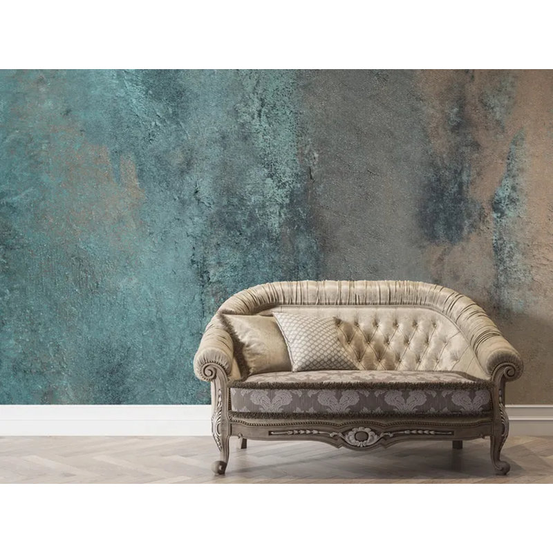 Murale texture béton bleu sarcelle, L 96 po x l 108 po