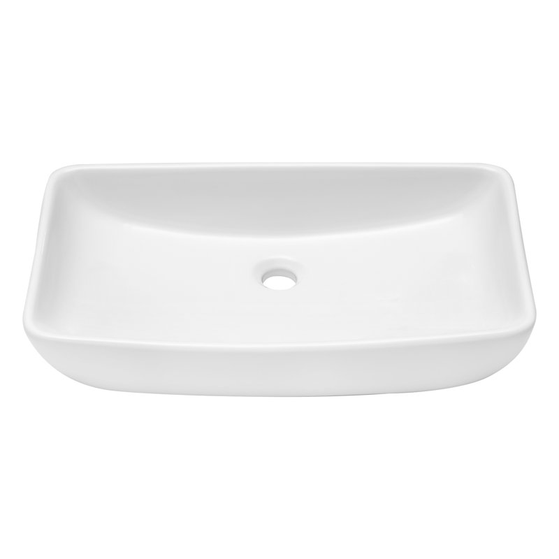 24"X15" Ceramic Rectangular Bathroom Vessel Sink - Modern, Stain , Countertop Mounted For Home And Bathrooms In White Graceful, Install Multiple Areas